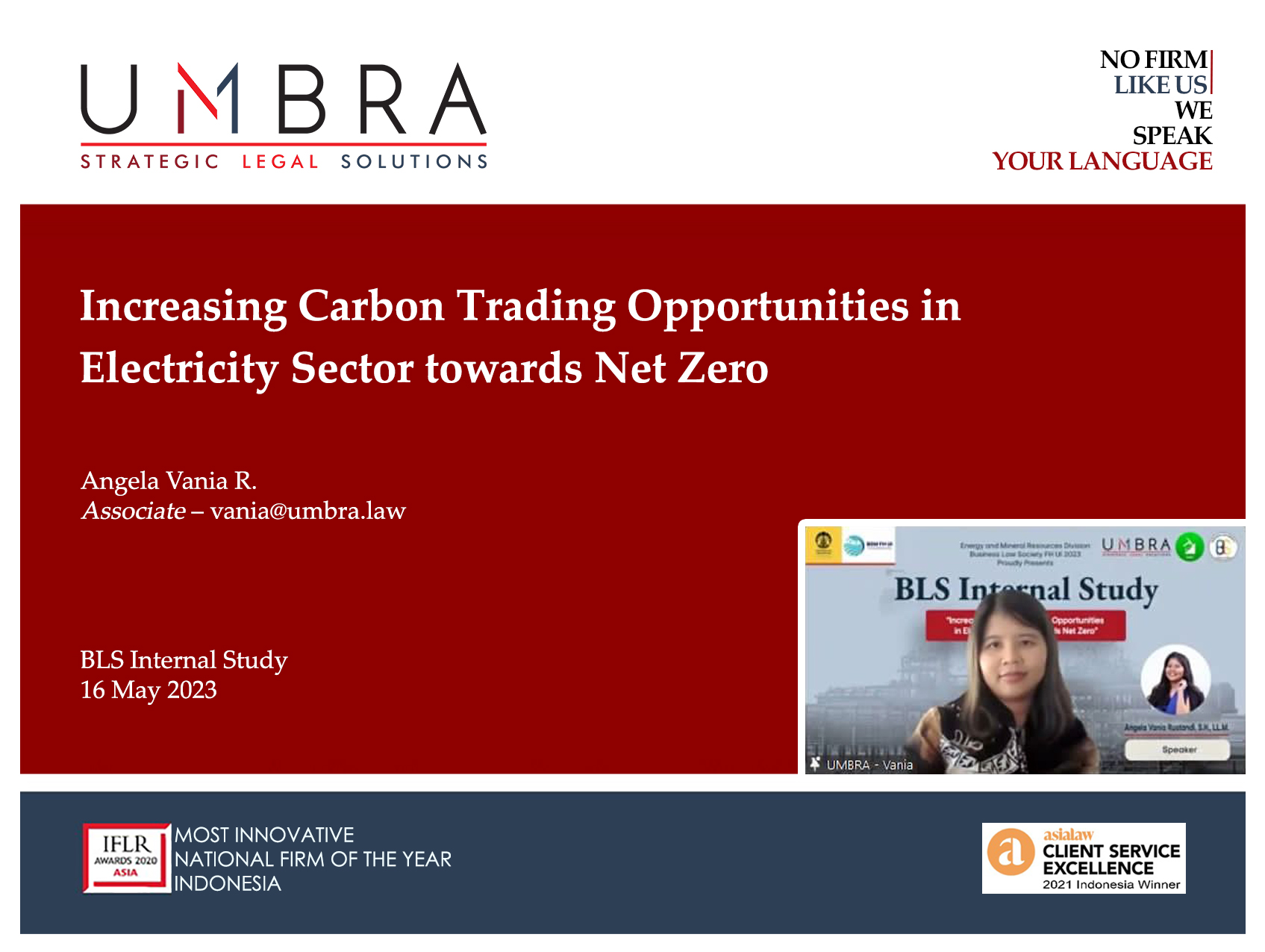BLS Internal Study “Increasing Carbon Trading Opportunities in Electricity Sector towards Net Zero”